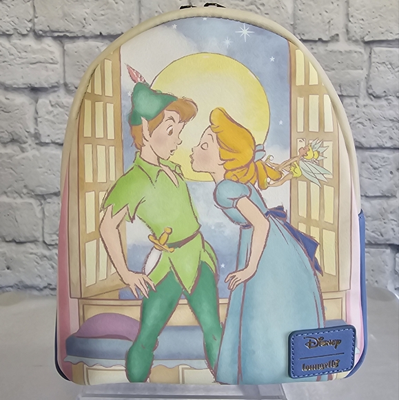 Loungefly Peter Pan Wendy and Tinkerbell Kiss Scene Disney Mini Backpack Bag New main image 3